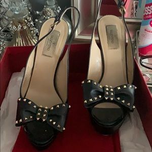 Valentino Black and Gold Platform Shoes